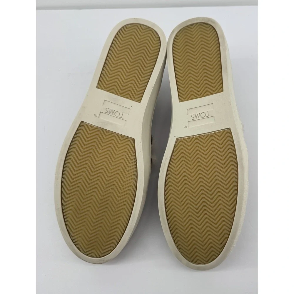 TOMS Womens Slip On Sneakers Faux Fur Lined Brown Leather US 10 EU 42 Cozy Warm